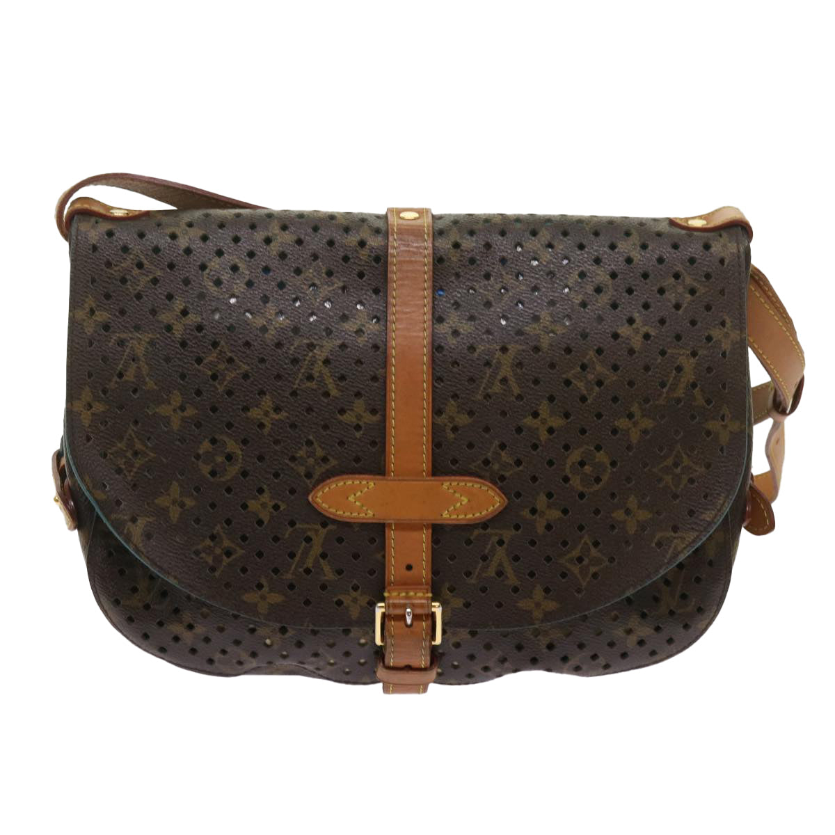 LOUIS VUITTON Monogram Perfo Saumur 30 Shoulder Bag M93998 LV Auth 68806A