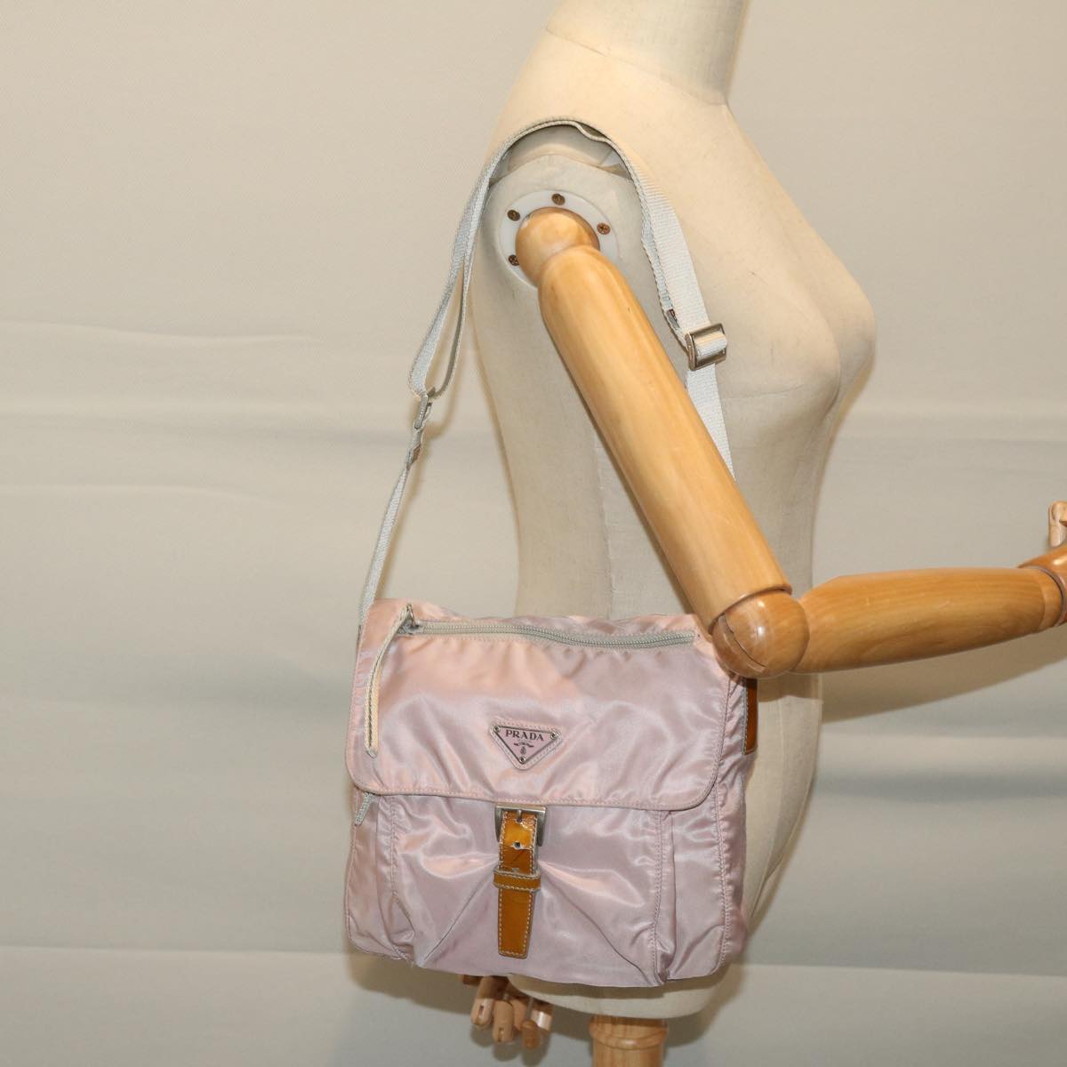 PRADA Shoulder Bag Nylon Pink Auth 68809