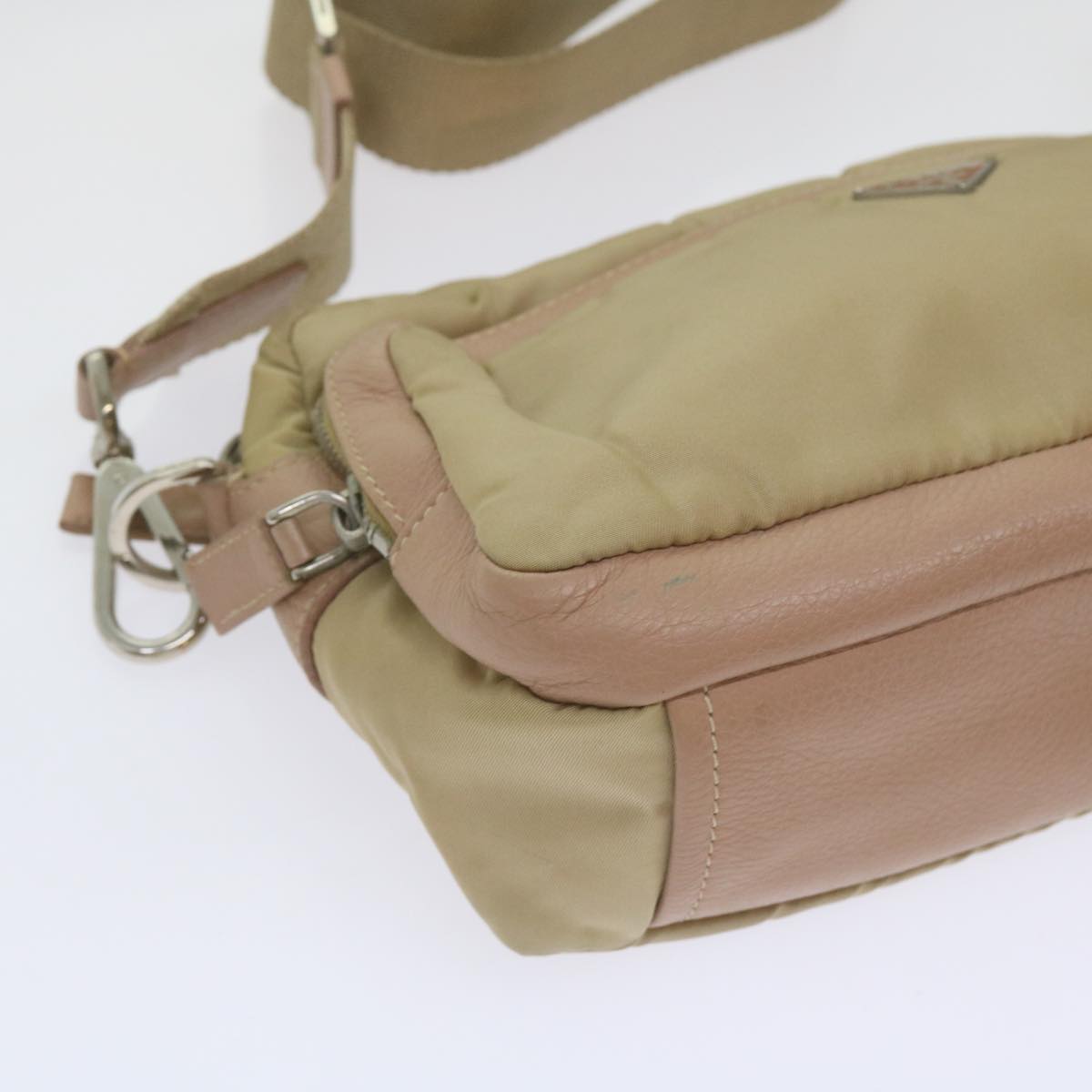 PRADA Shoulder Bag Nylon Beige Auth 68812