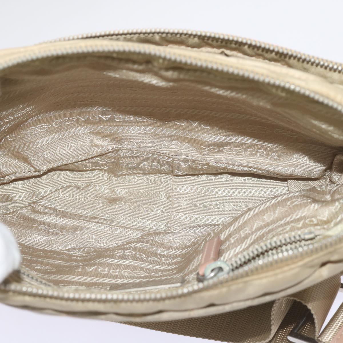 PRADA Shoulder Bag Nylon Beige Auth 68812