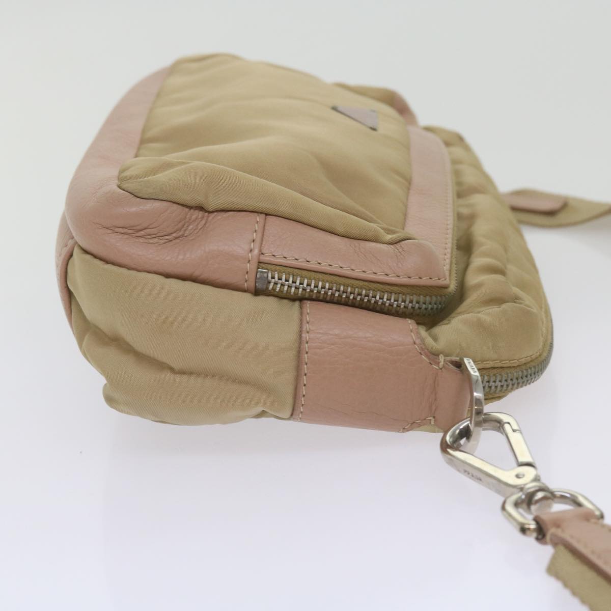 PRADA Shoulder Bag Nylon Beige Auth 68812