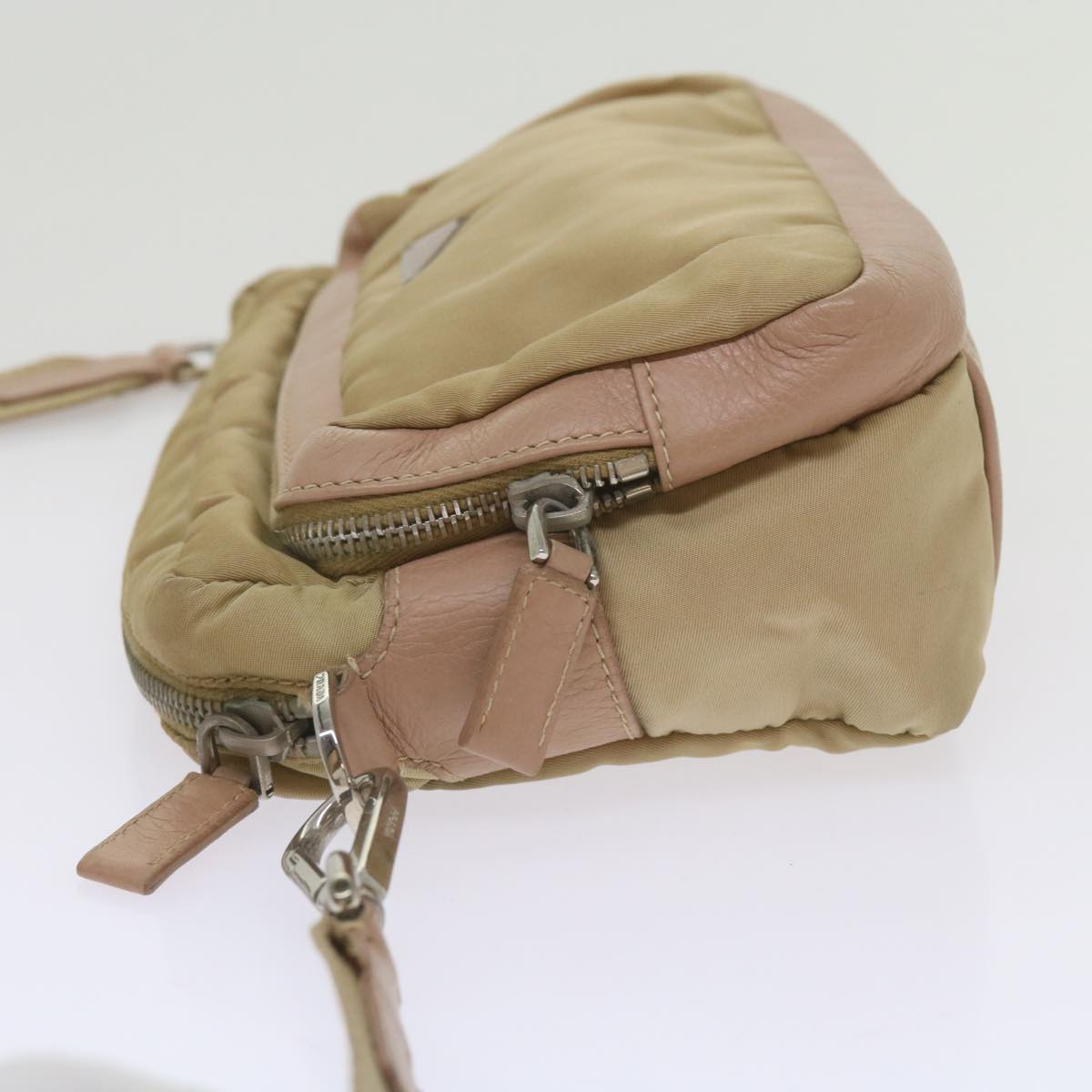 PRADA Shoulder Bag Nylon Beige Auth 68812