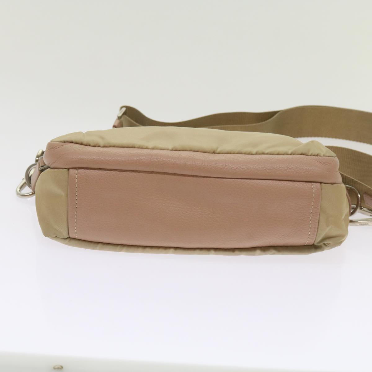 PRADA Shoulder Bag Nylon Beige Auth 68812