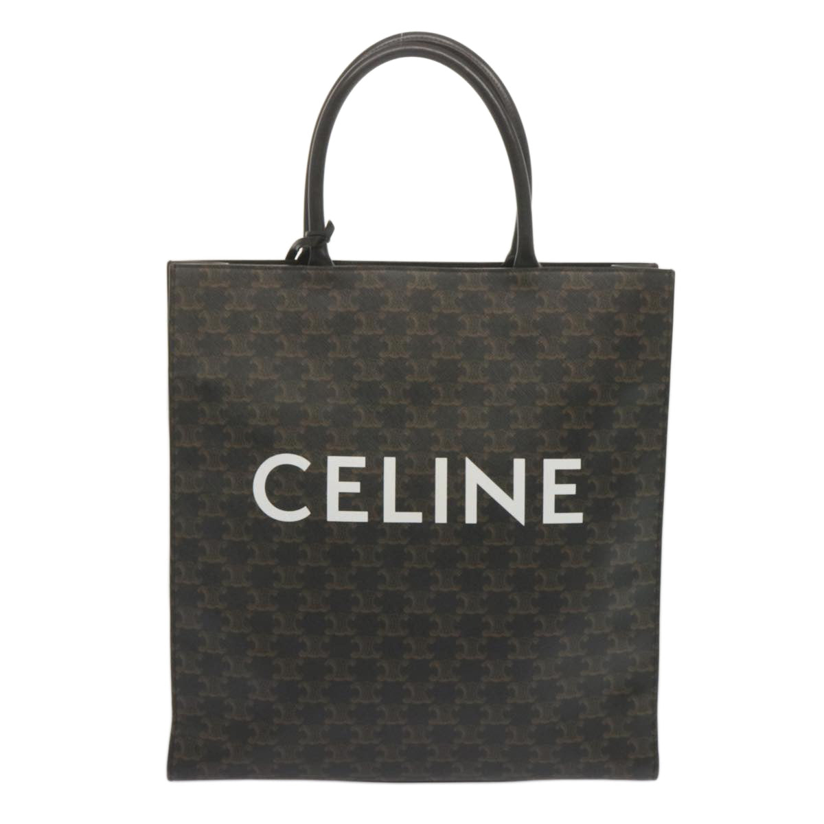 CELINE Triomphe Vertical Cabas Tote Bag PVC Black 194432 Auth 68823A