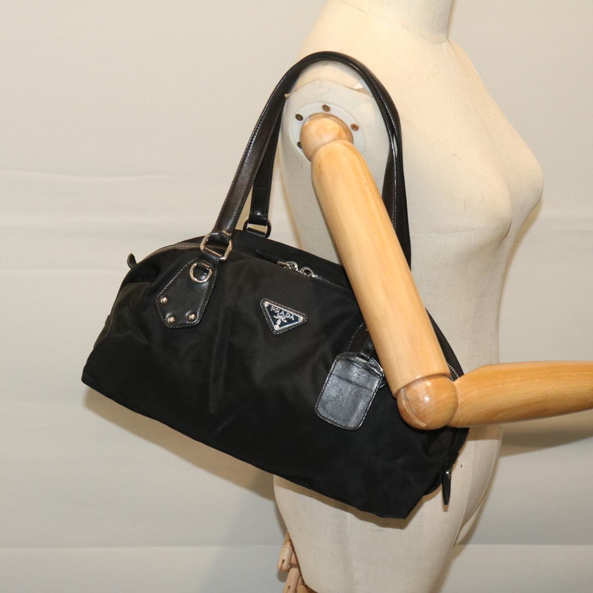 PRADA Shoulder Bag Nylon Black Auth 68824