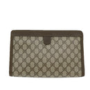 GUCCI GG Supreme Web Sherry Line Clutch Bag PVC Beige Red 89 01 033 Auth 68825-2