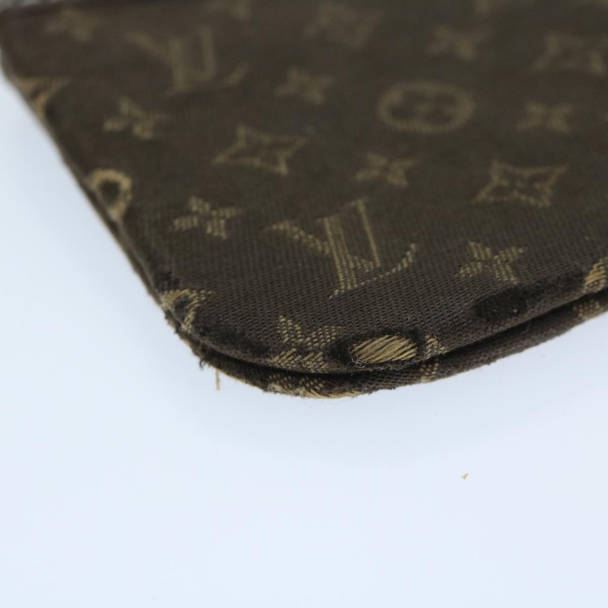 LOUIS VUITTON Monogram Mini Lin Pochette Cles Coin Purse Ebene M95230 Auth 68838