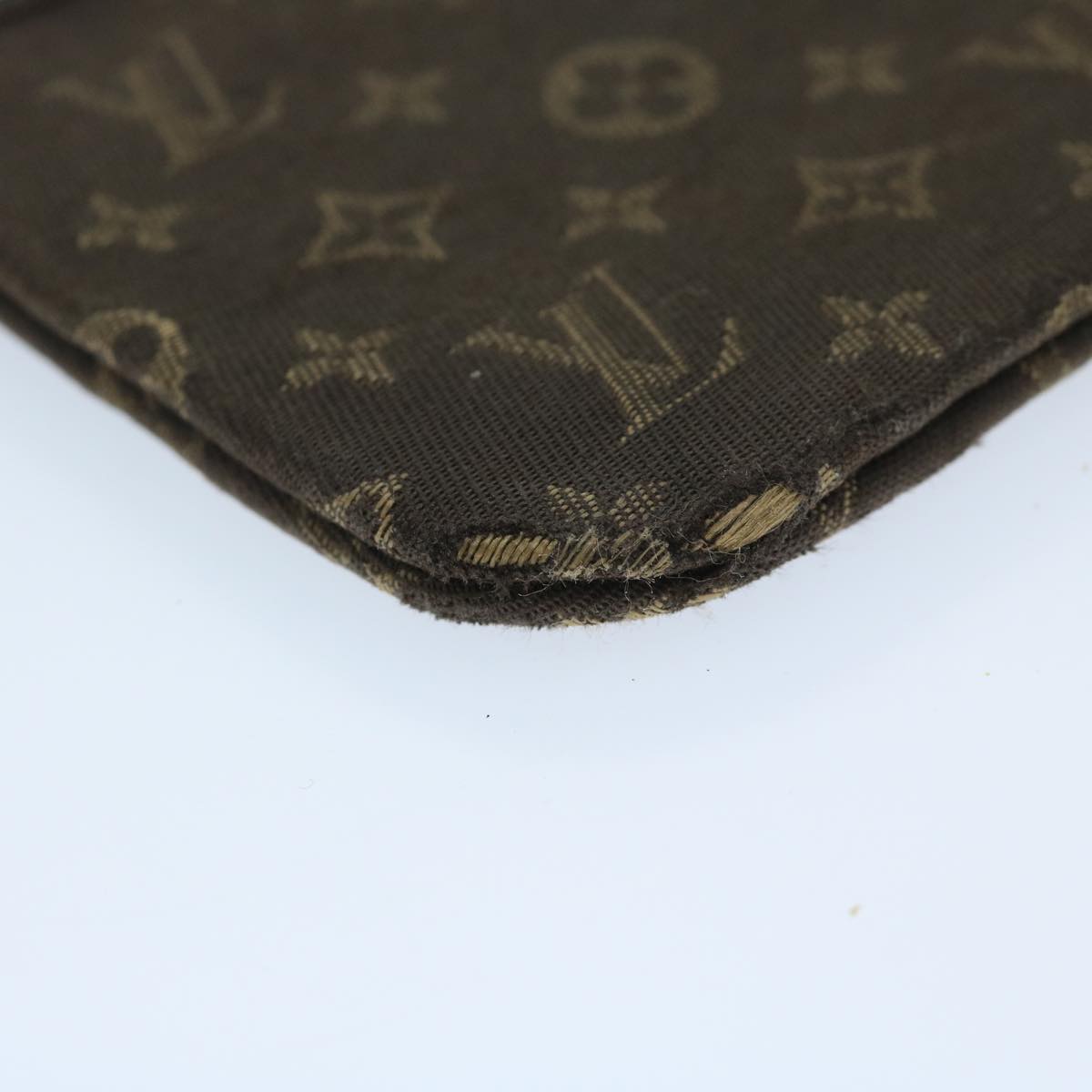 LOUIS VUITTON Monogram Mini Lin Pochette Cles Coin Purse Ebene M95230 Auth 68838