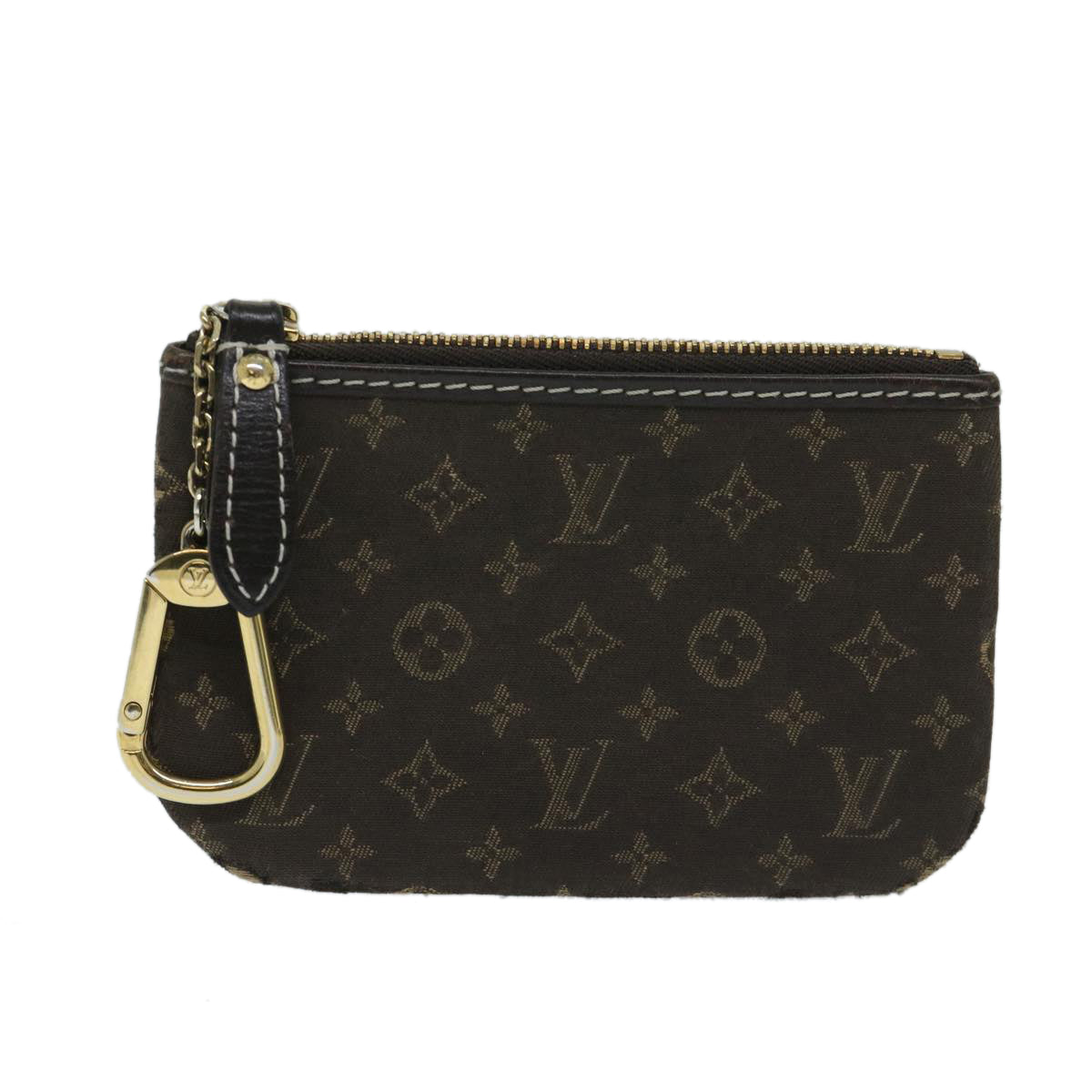 LOUIS VUITTON Monogram Mini Lin Pochette Cles Coin Purse Ebene M95230 Auth 68838