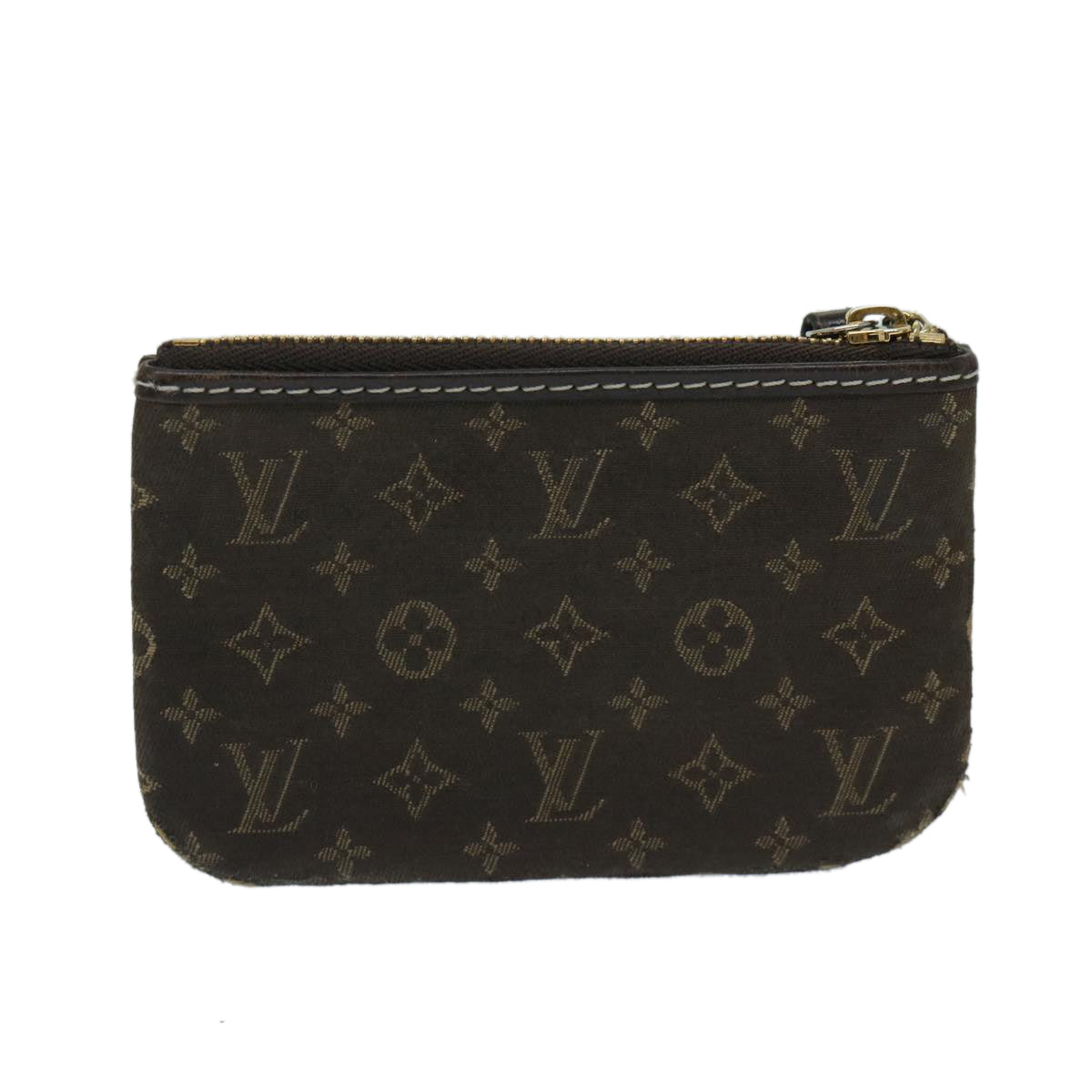 LOUIS VUITTON Monogram Mini Lin Pochette Cles Coin Purse Ebene M95230 Auth 68838 - 0