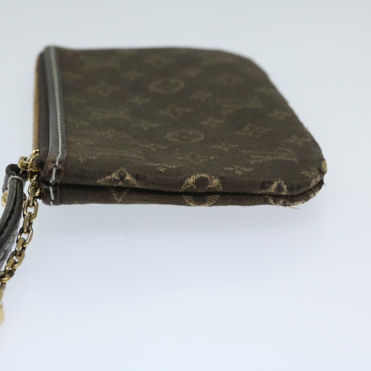 LOUIS VUITTON Monogram Mini Lin Pochette Cles Coin Purse Ebene M95230 Auth 68838