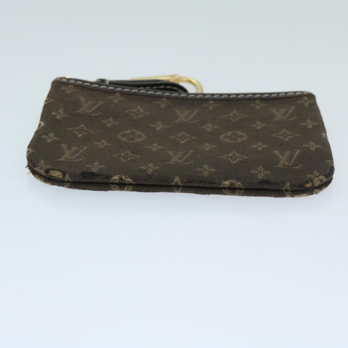 LOUIS VUITTON Monogram Mini Lin Pochette Cles Coin Purse Ebene M95230 Auth 68838