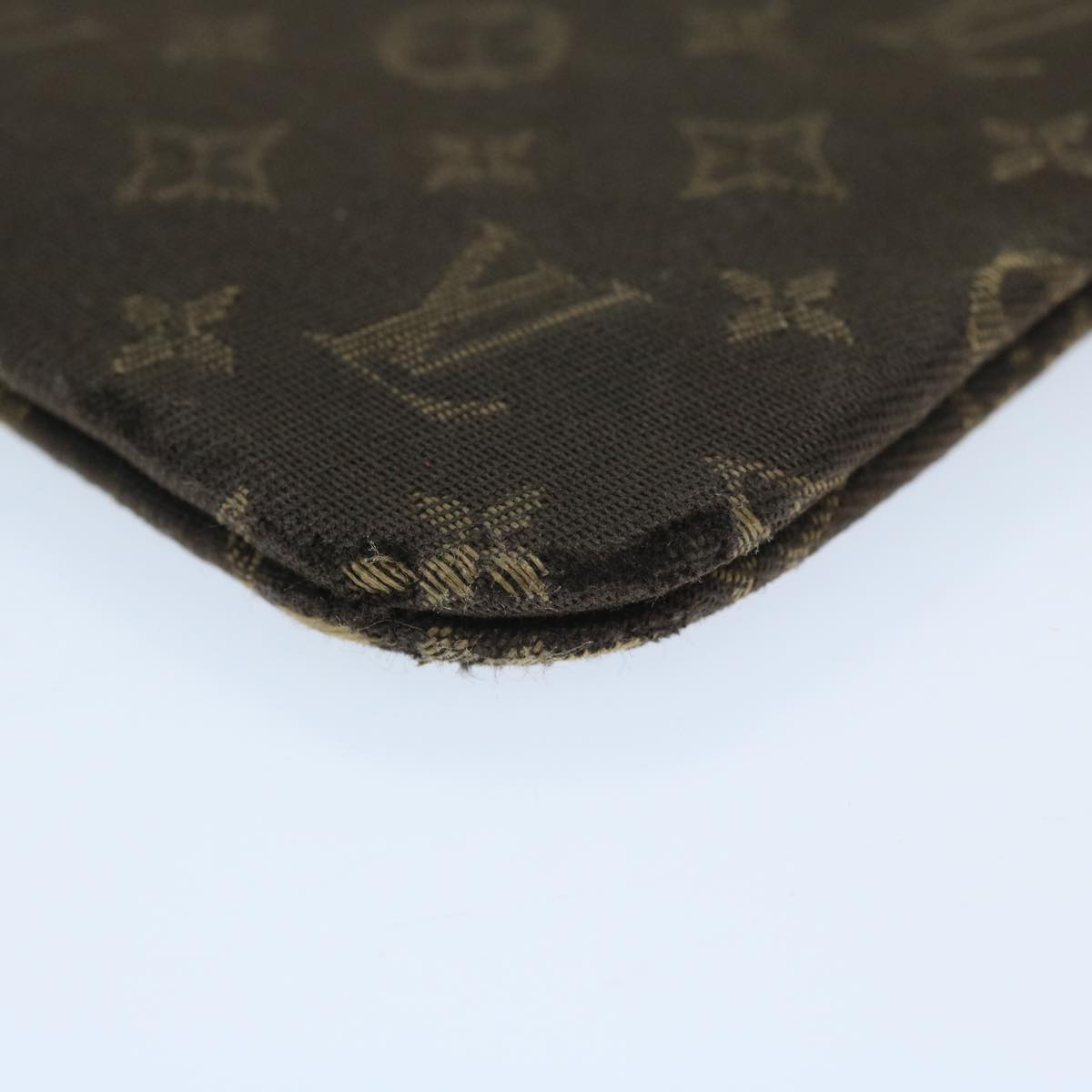 LOUIS VUITTON Monogram Mini Lin Pochette Cles Coin Purse Ebene M95230 Auth 68838