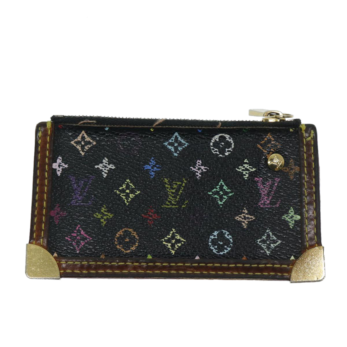 LOUIS VUITTON Monogram Multicolor Pochette Cles Purse Black M92654 Auth 68839 - 0