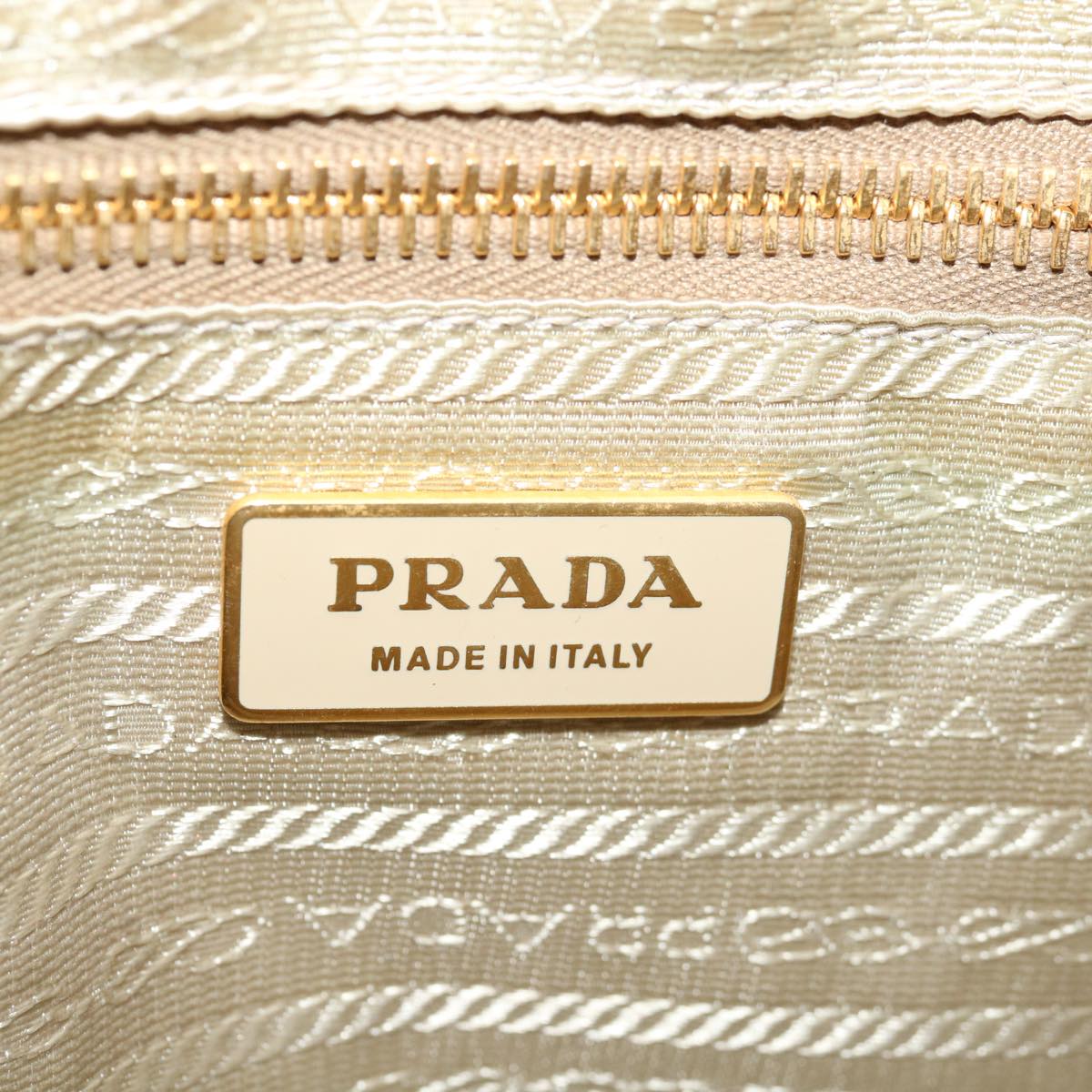 PRADA Safiano leather Hand Bag Gold Auth 68846
