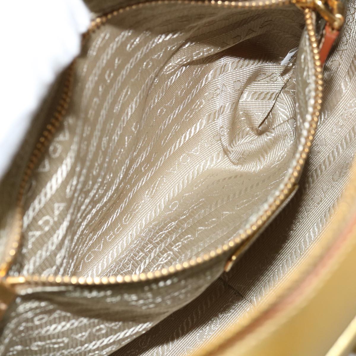 PRADA Safiano leather Hand Bag Gold Auth 68846