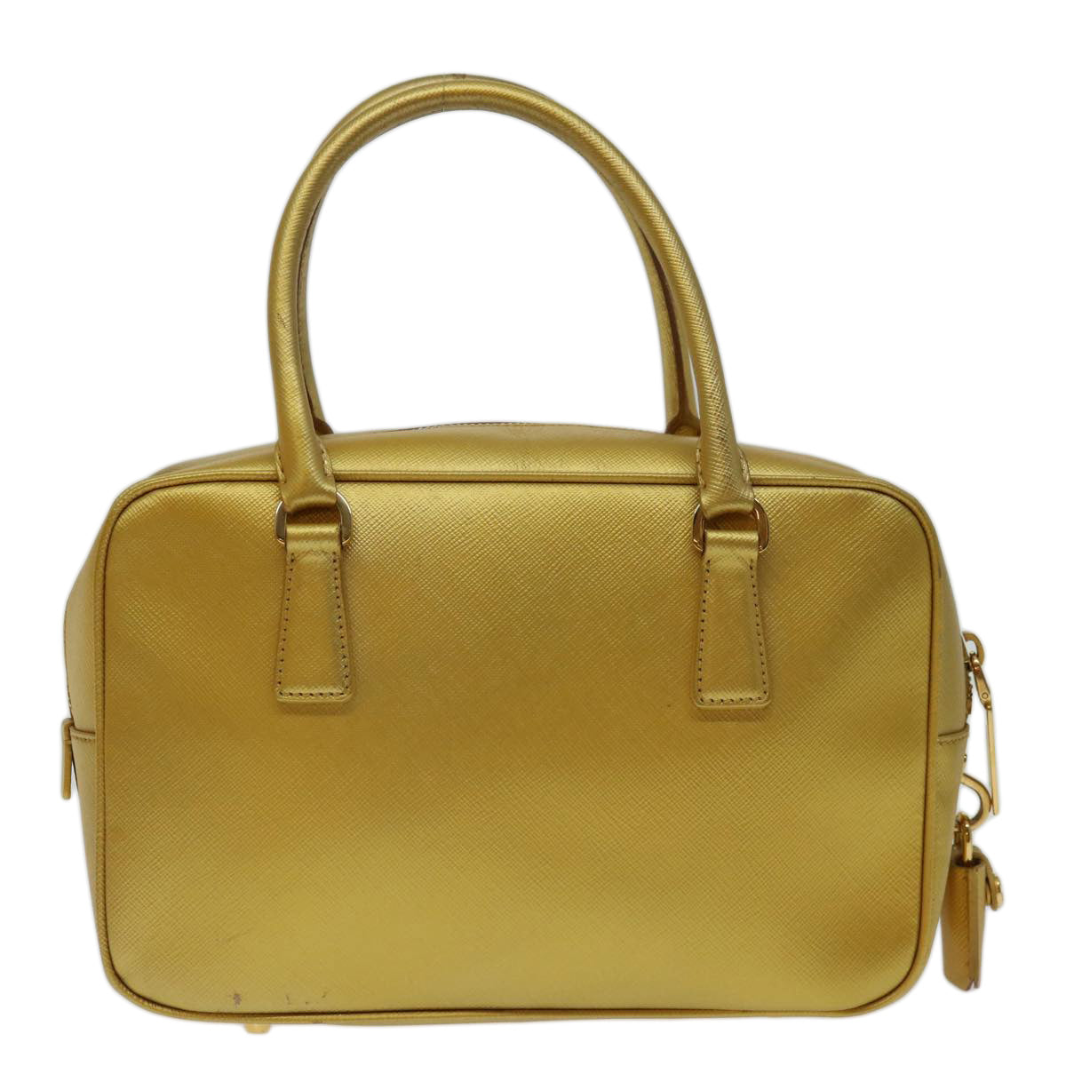 PRADA Safiano leather Hand Bag Gold Auth 68846