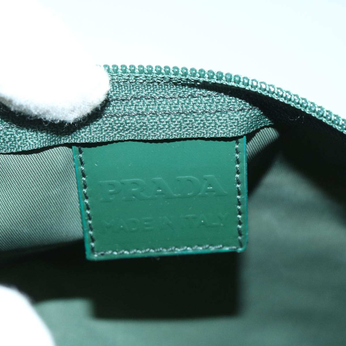 PRADA Pouch Nylon Green Auth 68869