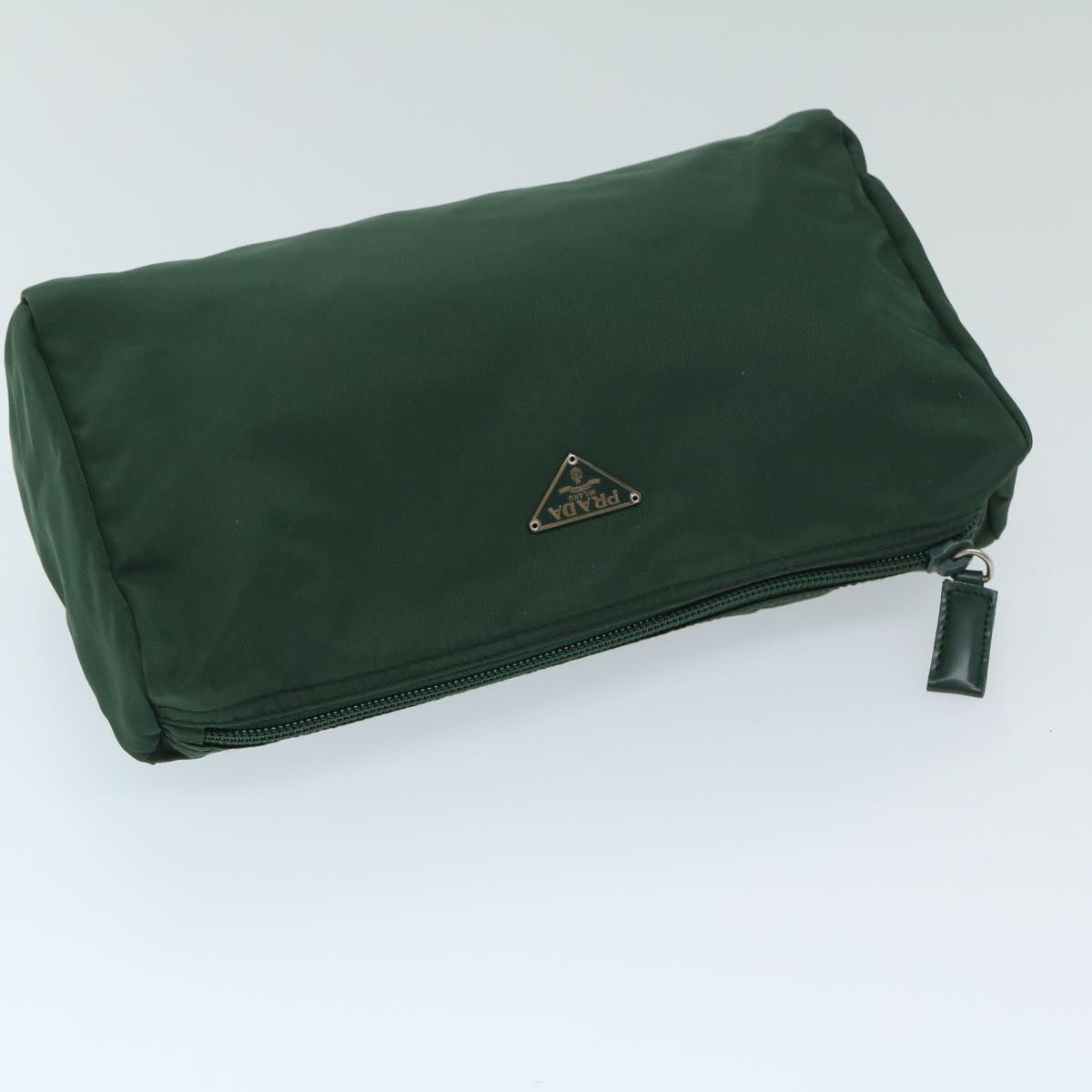 PRADA Pouch Nylon Green Auth 68869