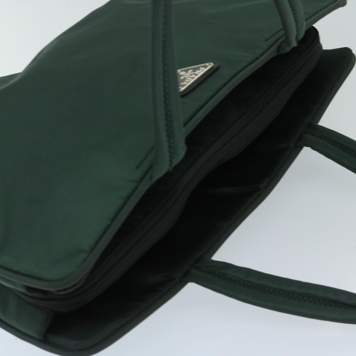 PRADA Hand Bag Nylon Green Auth 68874