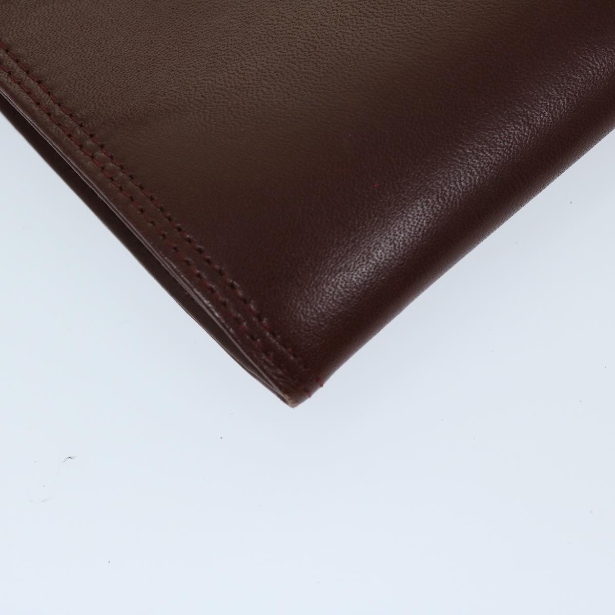 CARTIER Clutch Bag Leather Bordeaux Auth 68889