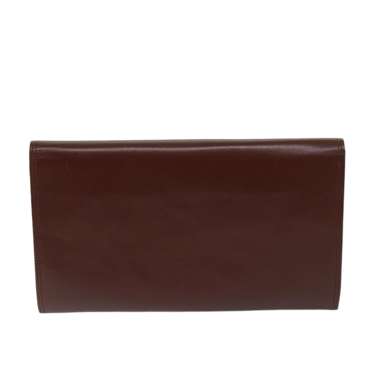 CARTIER Clutch Bag Leather Bordeaux Auth 68889
