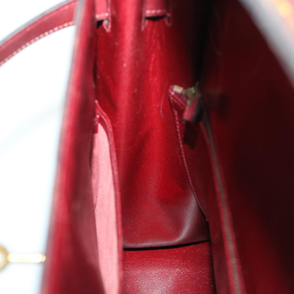 HERMES Kelly 35 Hand Bag Leather Bordeaux Auth 68891