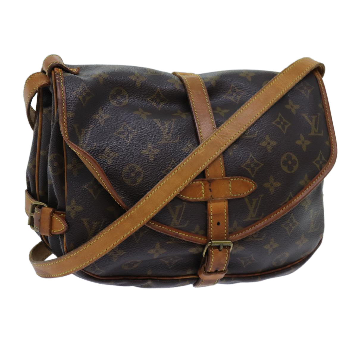 LOUIS VUITTON Monogram Saumur 30 Shoulder Bag M42256 LV Auth 68910