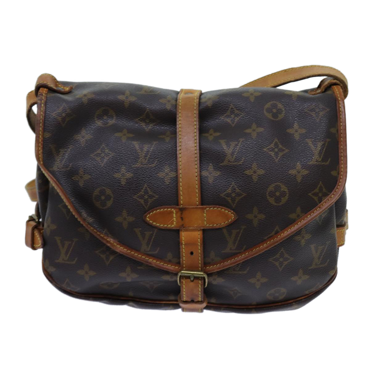 LOUIS VUITTON Monogram Saumur 30 Shoulder Bag M42256 LV Auth 68910