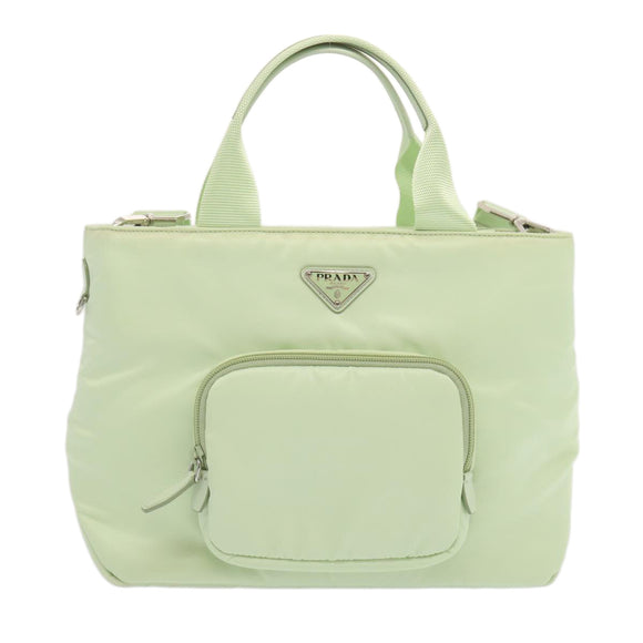 PRADA Hand Bag Nylon 2way Light Green Auth 68918AV