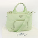 PRADA Hand Bag Nylon 2way Light Green Auth 68918AV-25