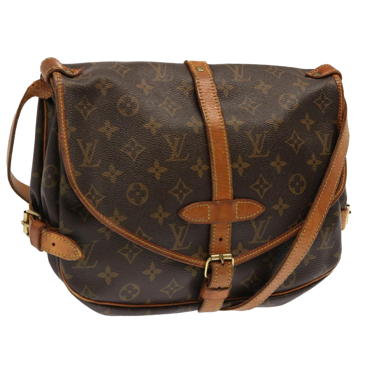 LOUIS VUITTON Monogram Saumur 30 Shoulder Bag M42256 LV Auth 68933