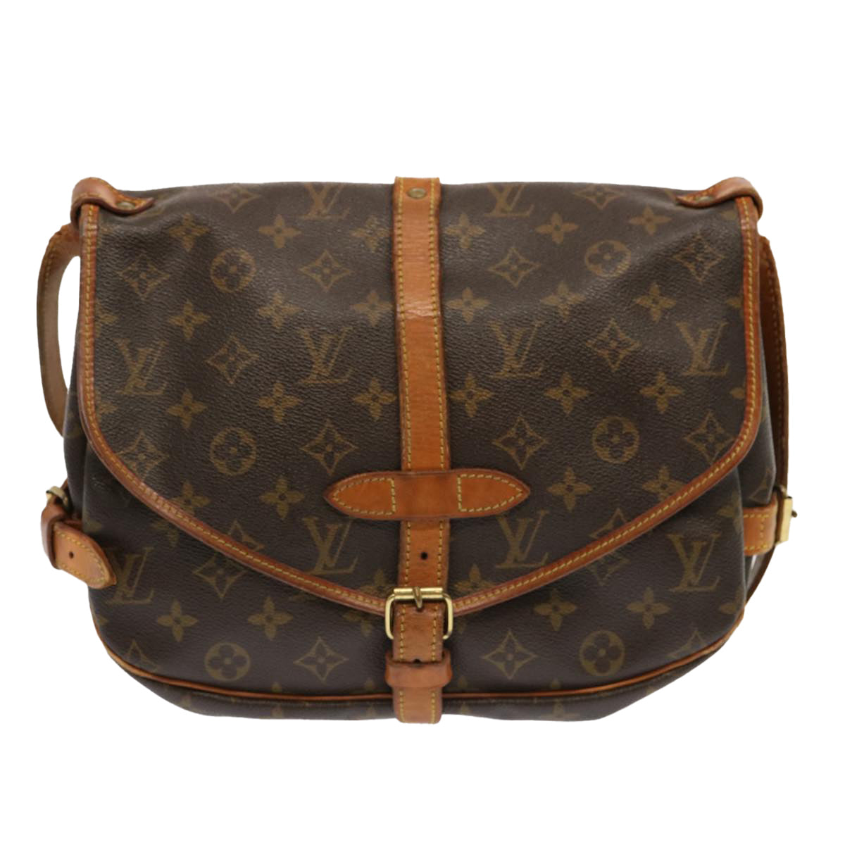 LOUIS VUITTON Monogram Saumur 30 Shoulder Bag M42256 LV Auth 68933