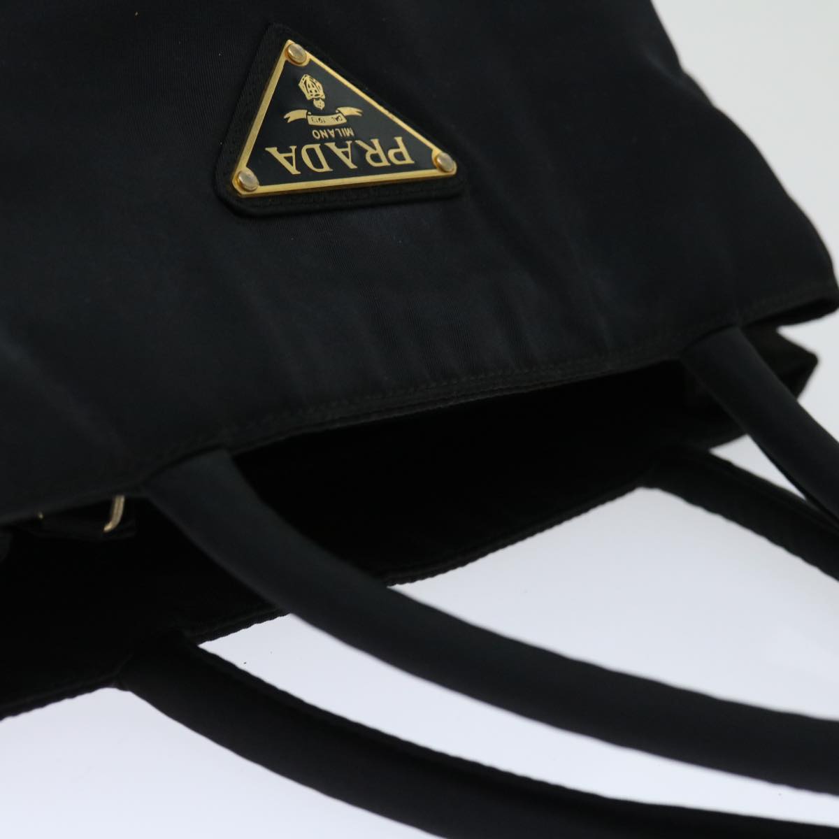 PRADA Hand Bag Nylon Black Auth 68959