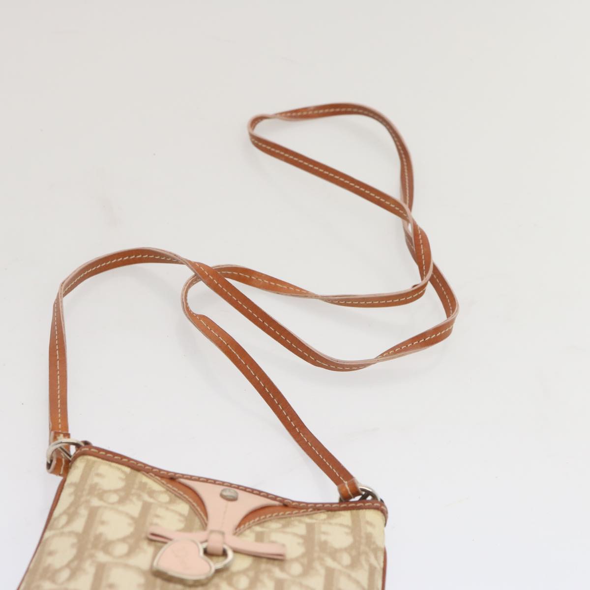 Christian Dior Trotter Romantic Shoulder Bag PVC Beige Auth 68980