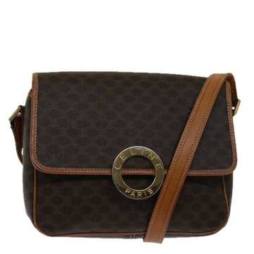 CELINE Macadam Canvas Shoulder Bag PVC Brown Auth 68999