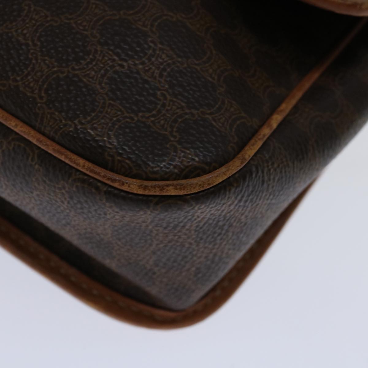 CELINE Macadam Canvas Shoulder Bag PVC Brown Auth 68999