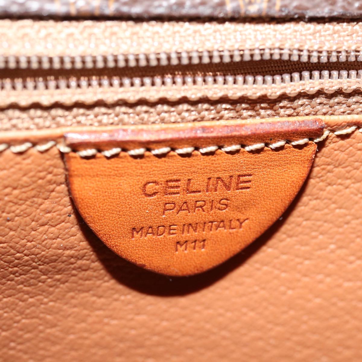 CELINE Macadam Canvas Shoulder Bag PVC Brown Auth 68999