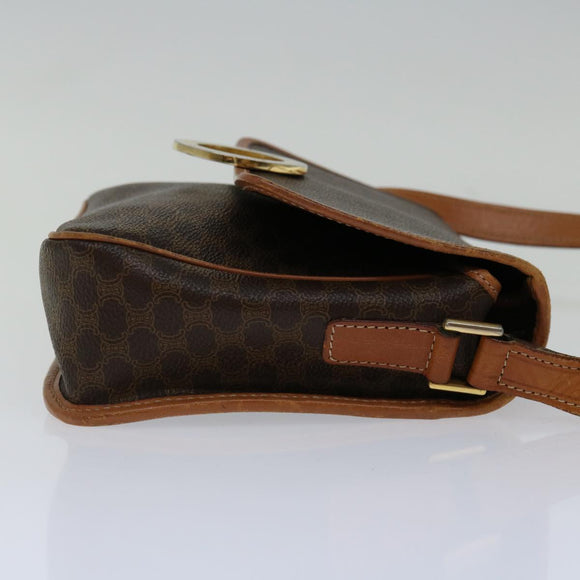 CELINE Macadam Canvas Shoulder Bag PVC Brown Auth 68999
