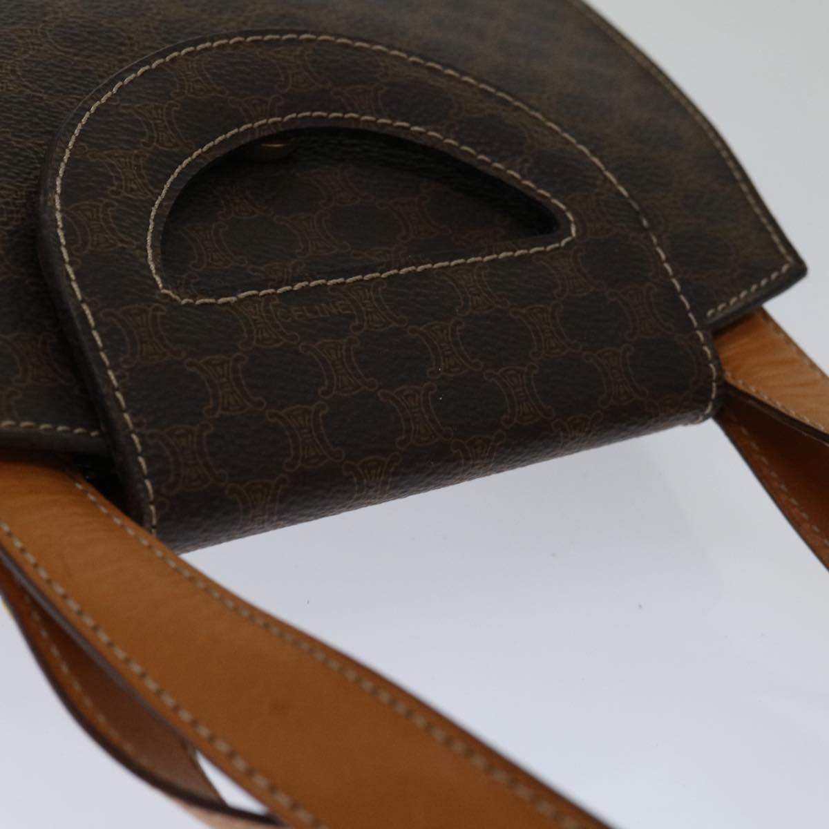 CELINE Macadam Canvas Hand Bag PVC 2way Brown Auth 69000