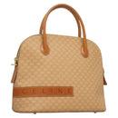 CELINE Macadam Canvas Hand Bag PVC Leather 2way Beige Auth 69018-1