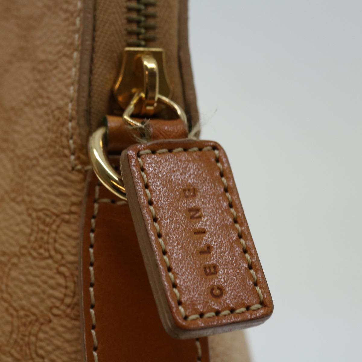 CELINE Macadam Canvas Hand Bag PVC Leather 2way Beige Auth 69018