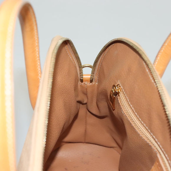 CELINE Macadam Canvas Hand Bag PVC Leather 2way Beige Auth 69018