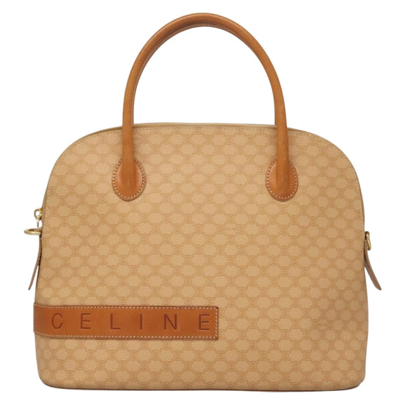 CELINE Macadam Canvas Hand Bag PVC Leather 2way Beige Auth 69018
