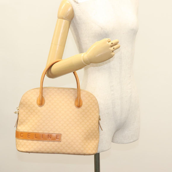 CELINE Macadam Canvas Hand Bag PVC Leather 2way Beige Auth 69018