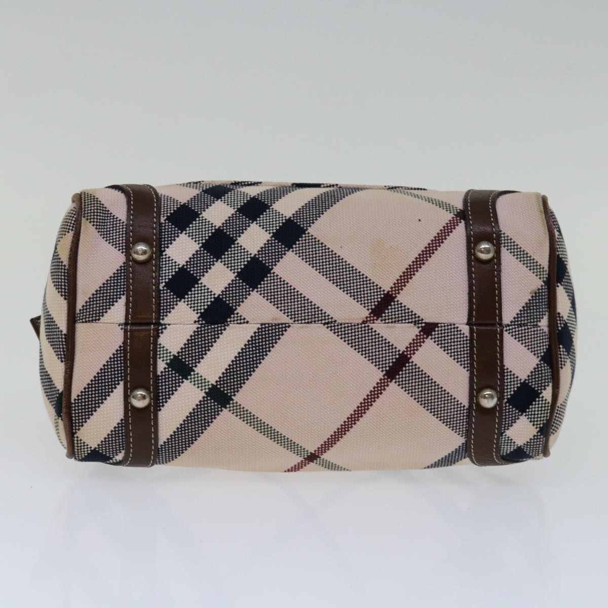 BURBERRY Nova Check Blue Label Hand Bag Canvas Beige Auth 69039