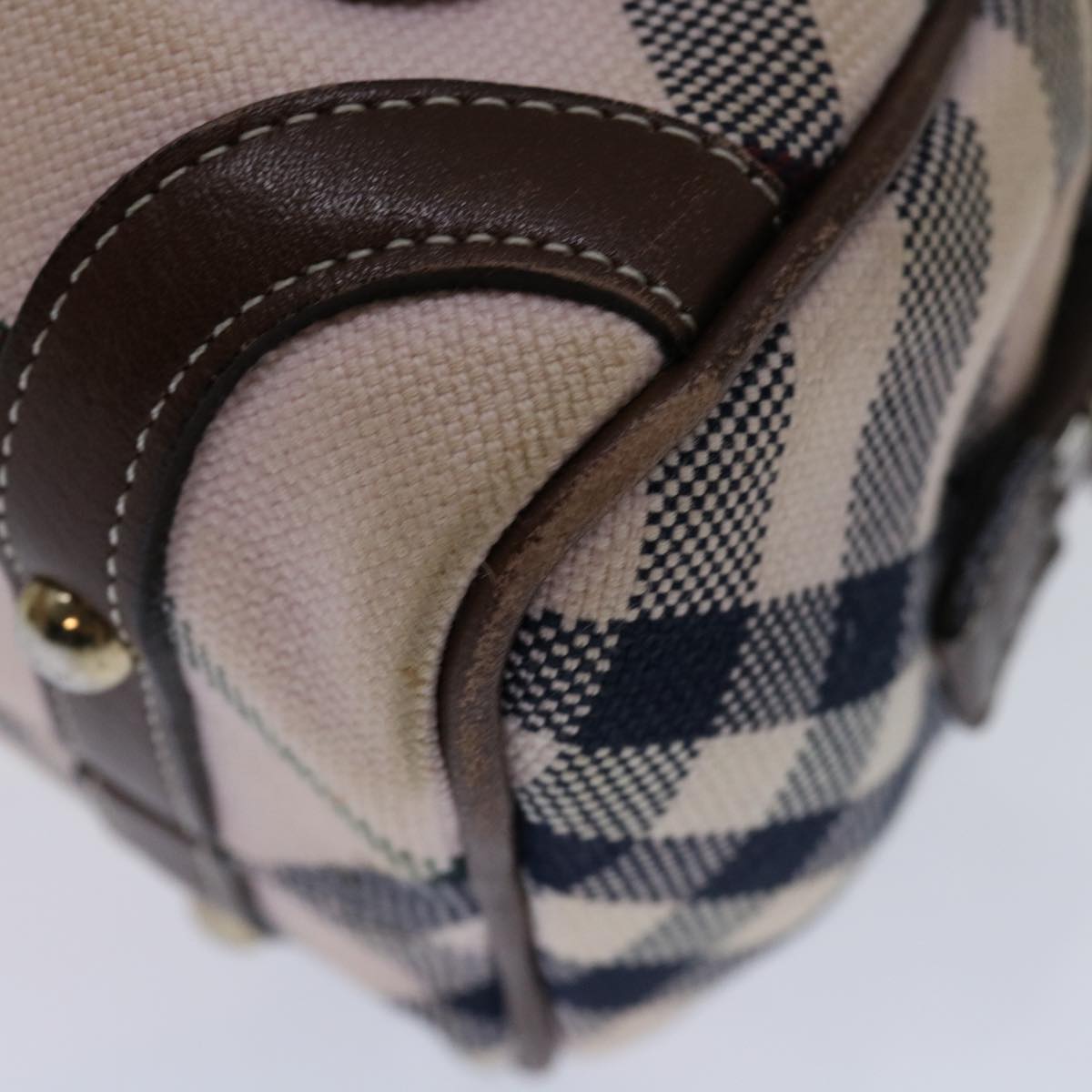 BURBERRY Nova Check Blue Label Hand Bag Canvas Beige Auth 69039