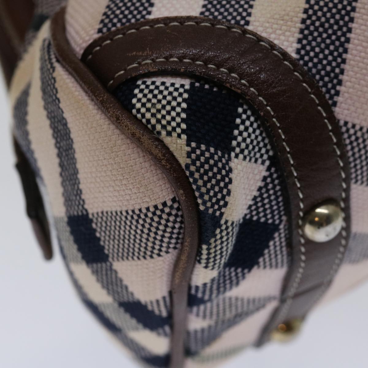 BURBERRY Nova Check Blue Label Hand Bag Canvas Beige Auth 69039