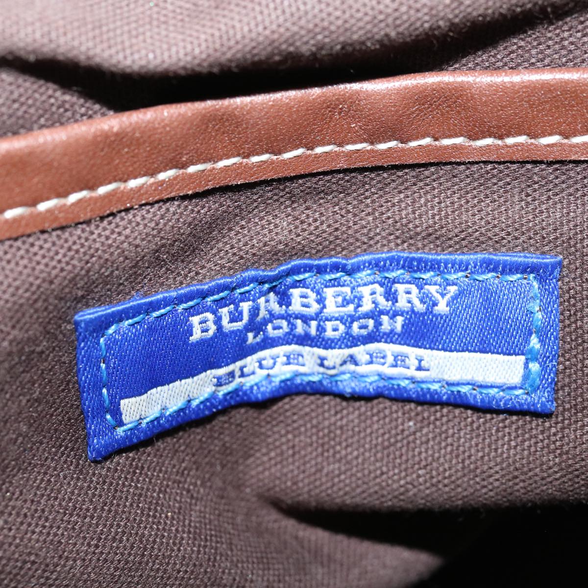 BURBERRY Nova Check Blue Label Hand Bag Canvas Beige Auth 69039