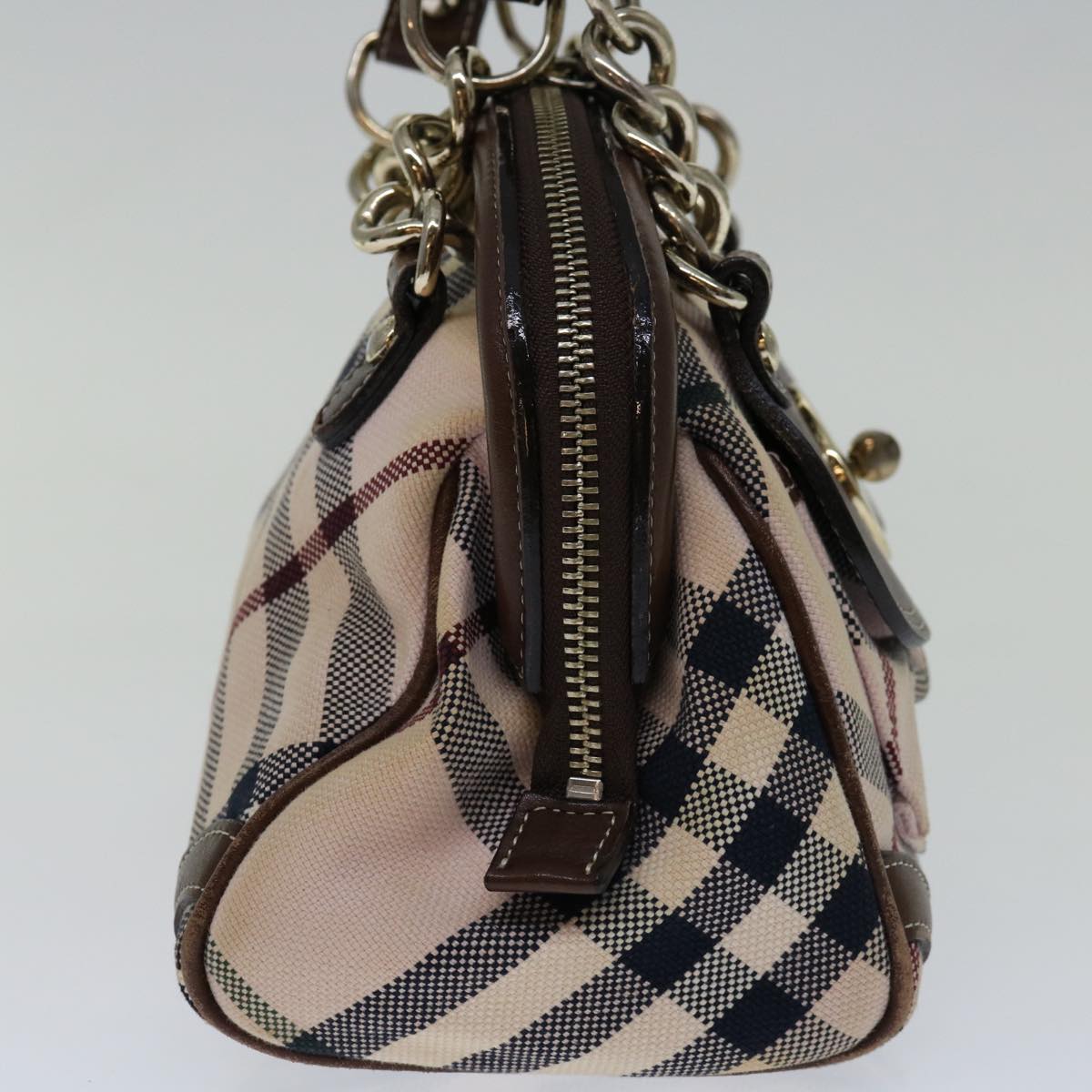 BURBERRY Nova Check Blue Label Hand Bag Canvas Beige Auth 69039